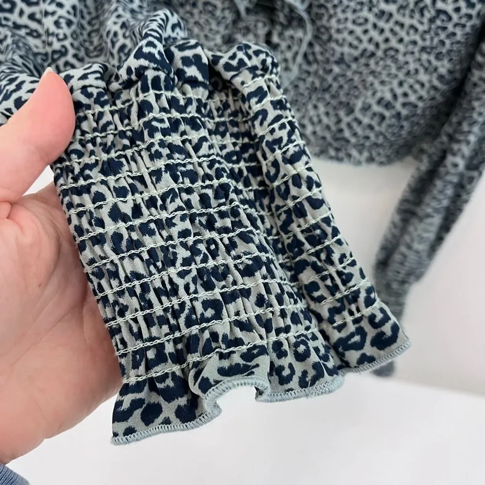Free People Animal Print Blouse Size Medium
